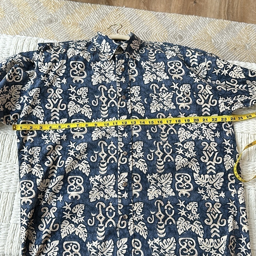 Blue and tan short sleeve Hawaiian shirt SZ L - Picture 5 of 9